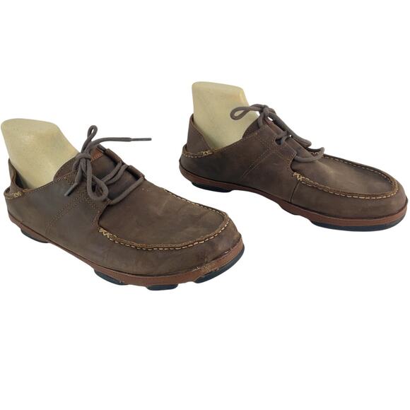 OluKai Brown Leather Chukka Ankle Boots Men’s Size 10.5 Pre-Owned - Picture 1 of 7